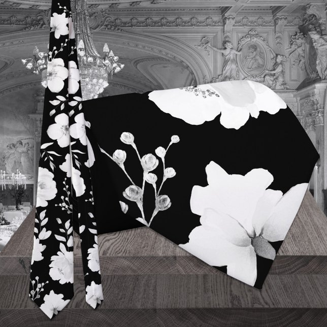 Gravata de casamento com jardim de peônia preto e  (Criador carregado)