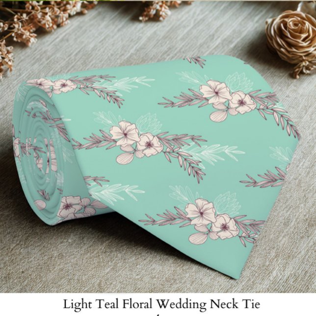 Gravata De Casamento Floral De Teal Leve (Criador carregado)