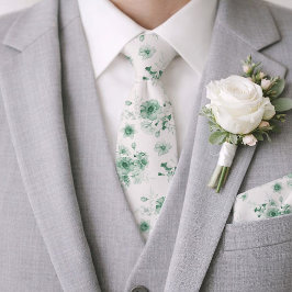 Gravata de casamento floral verde salgueiro