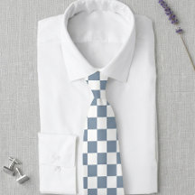 Gravata de casamento xadrez azul empoeirado e bran