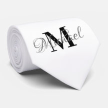 Gravata de Colher Preta e Branca com Monograma