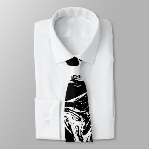 Gravata de estilo mármore preto e branco