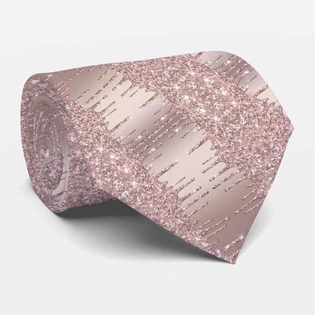 Gravata de festa com brilho em rosa dourado (Rolled)