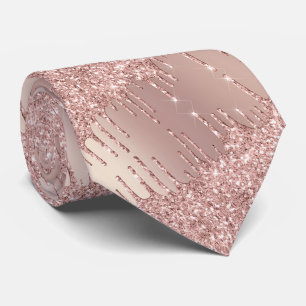 Gravata de festa com respingos de glitter Rosa Dou