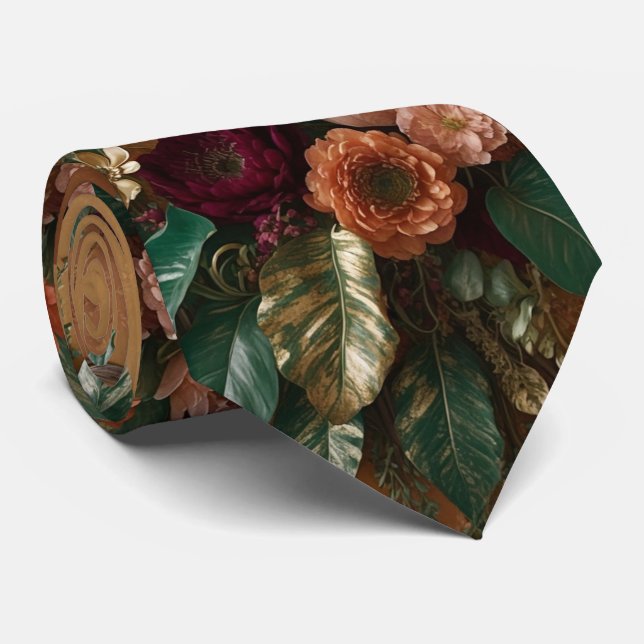 Gravata de Flores de Outono Rosas (Rolled)