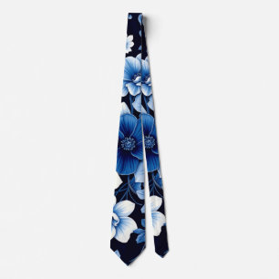 gravata de flores de veludo azul