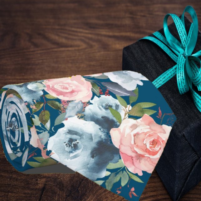 Gravata de flores rosa e azul marinho (Criador carregado)