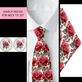 Gravata de Flores Rosas Vermelhas (Parte do Conjun