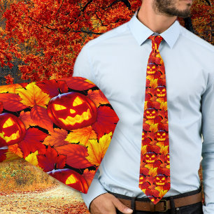 Gravata de Halloween com Abóboras Iluminadas e Fol