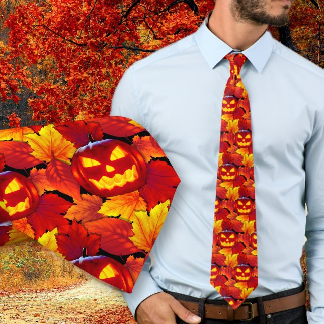 Gravata de Halloween com Abóboras Iluminadas e Fol (Criador carregado)