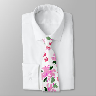 Gravata de jardim floral em aquarela rosa fúcsia