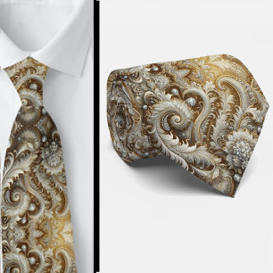 Gravata de Lace Paisley com Diamante Branco e Dour