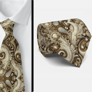 Gravata de Lace Paisley com Diamante Branco e Dour