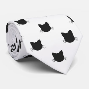 Gravata de laço cabeças de gato preto