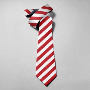 Gravata de Listras Diagonais Vermelho Branco Cláss