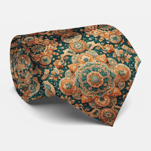 Gravata de Luxo Estilo Persa Designer | Gravata de (Rolled)