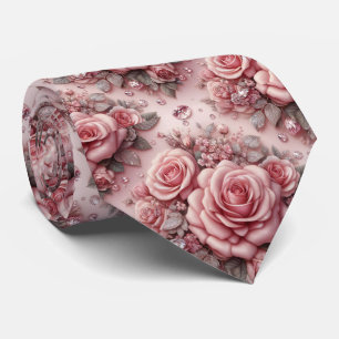 Gravata de Luxo para Casamento   Rosas Cor-de-Rosa