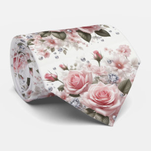 Gravata de Luxo para Casamento Rosas Cor-de-Rosa