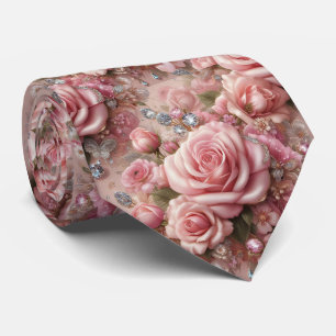 Gravata de Luxo para Casamento Rosas Cor-de-Rosa