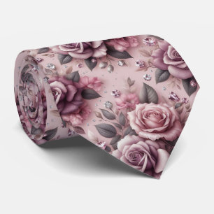 Gravata de Luxo para Casamento Rosas Roxas e Dia
