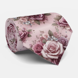 Gravata de Luxo para Casamento Rosas Roxas e Dia