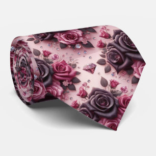 Gravata de Luxo para Casamento Rosas Roxas e Dia