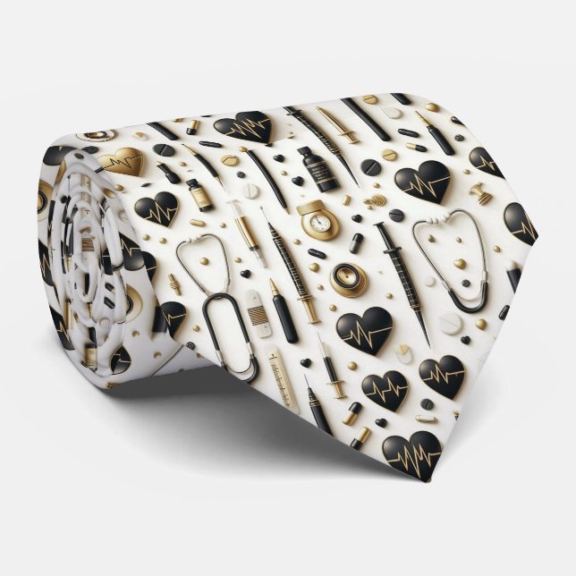 Gravata de Médico | Gravata de Profissional de Saú (Rolled)