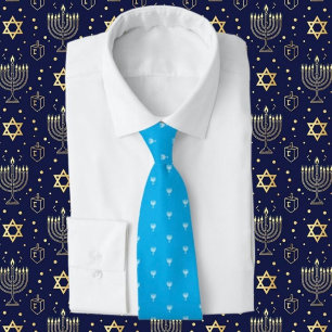 Gravata de menora do Hanukkah Azul