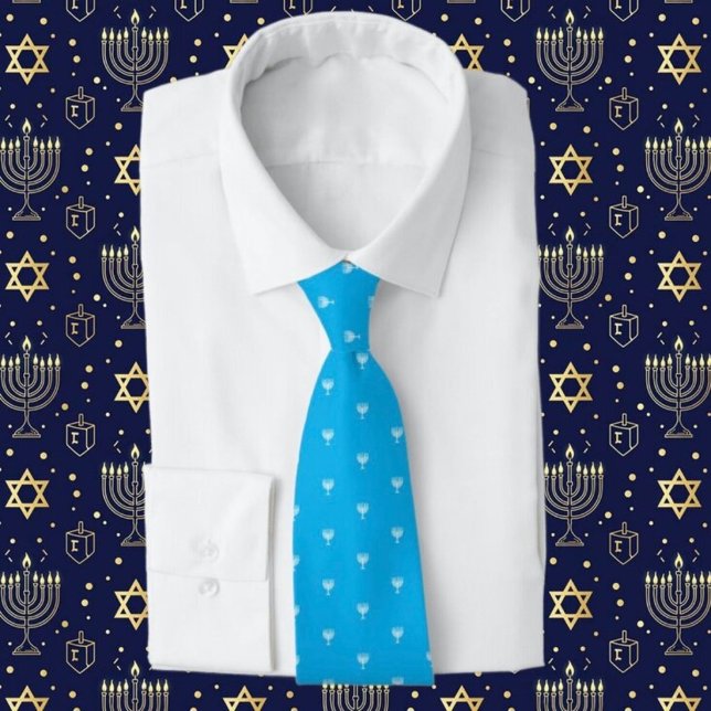 Gravata de menora do Hanukkah Azul (Criador carregado)