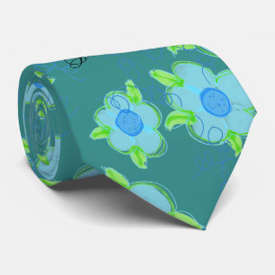 Gravata De Mensagem Flutuada De Azul Em Teal Esmae