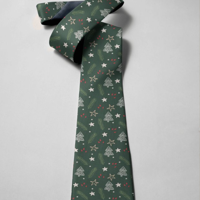 Gravata de Na moda de Natal Desenhada à Mão (Hand-Drawn Christmas Stylish Necktie on a gray background)