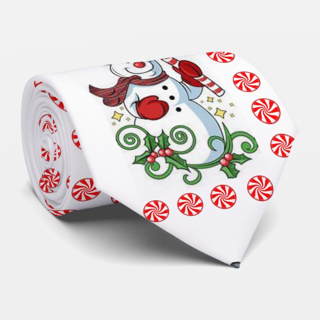 Gravata de Natal, Boneco de Neve (Rolled)