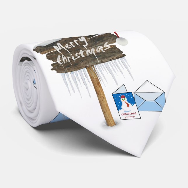 Gravata de Natal, Boneco de Neve (Rolled)