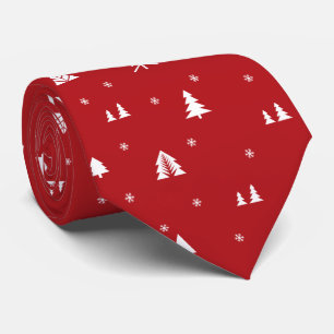 Gravata de Natal com Árvores e Flocos de Neve
