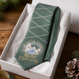 Gravata de Natal com Coroa de Urso Polar