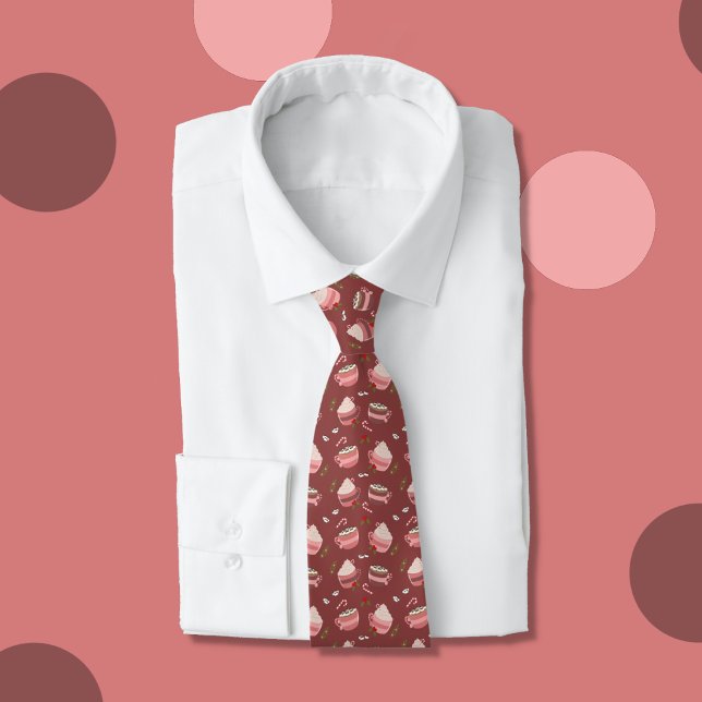 Gravata de Natal Com Pau De Cacau Feriado (Festive Holiday tie with a whimsical cocoa mug pattern . )