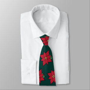 Gravata de Natal com Poinsettias Vermelhas