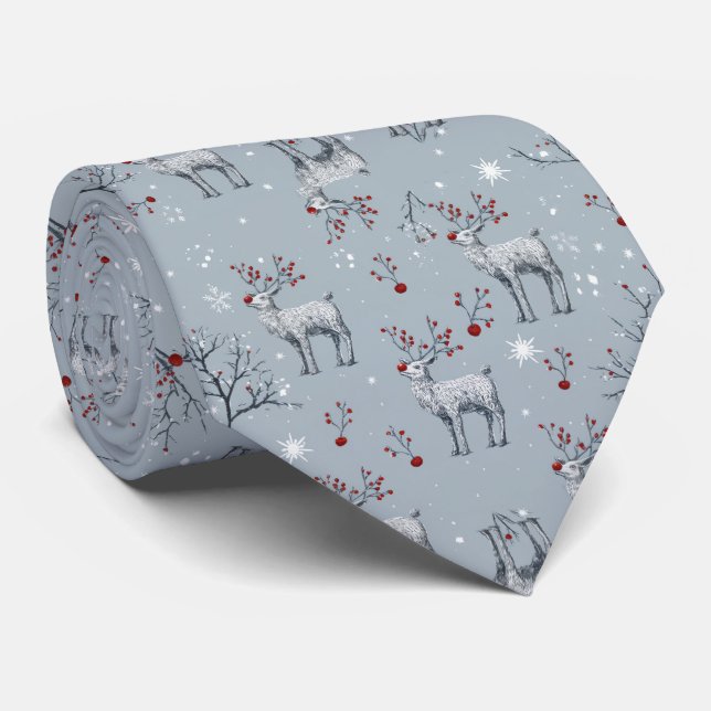 Gravata de Natal com Rena para Homens (Rolled)