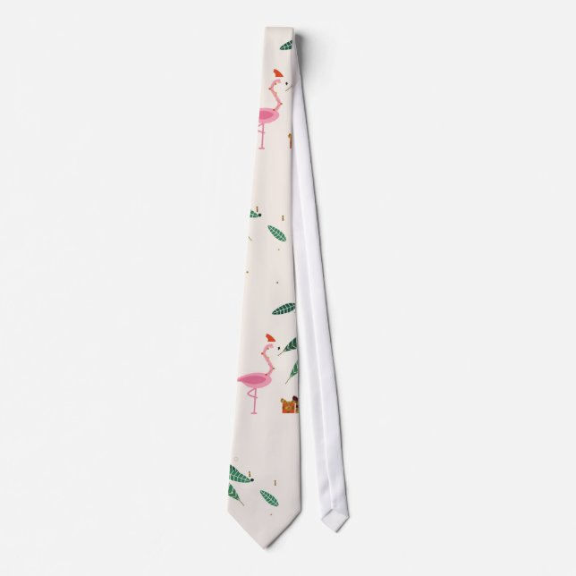 Gravata de Natal Flamingo Noël Creme (Frente)