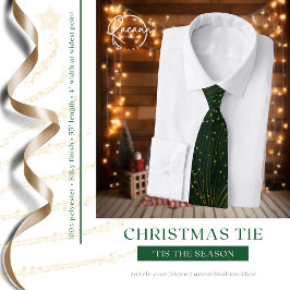 Gravata de Natal Green & Gold Stars/Stripes