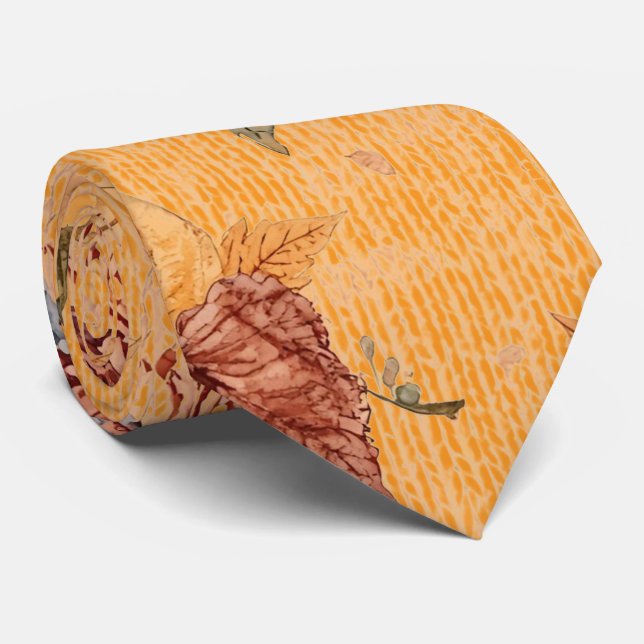 Gravata de Natal,Padrão de Abóboras e Flores (Rolled)