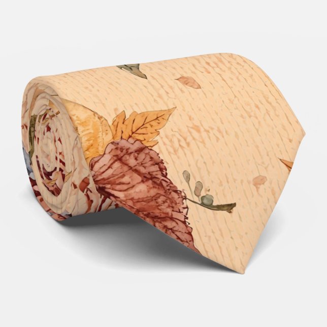 Gravata de Natal,Padrão de Abóboras e Flores (Rolled)