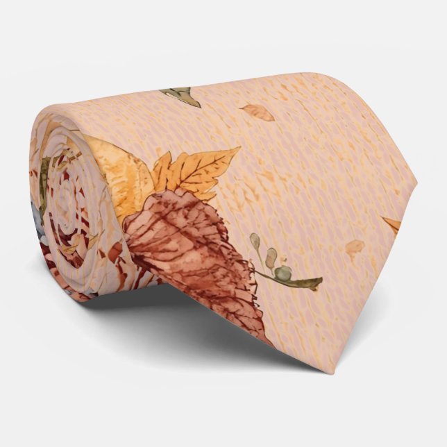 Gravata de Natal,Padrão de Abóboras e Flores (Rolled)