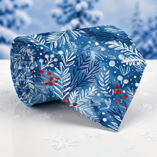 Gravata de Padrão Azul de Inverno Sazonal