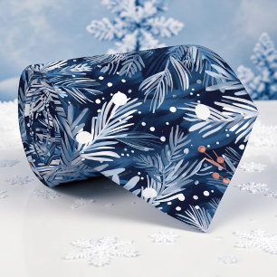 Gravata de Padrão Azul de Inverno Sazonal