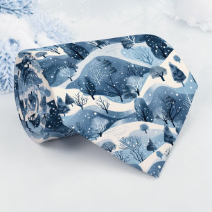 Gravata de Padrão Azul de Inverno Sazonal