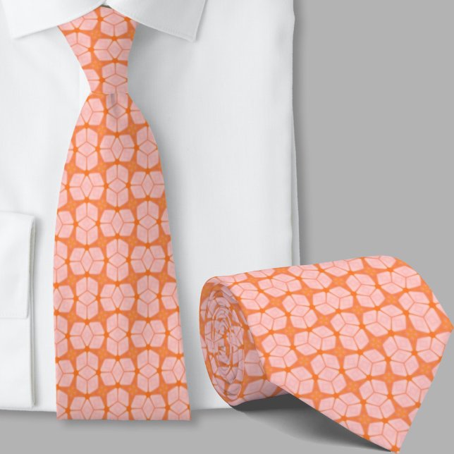 Gravata de Padrão Geométrico Laranja Artístico Mod (Criador carregado)