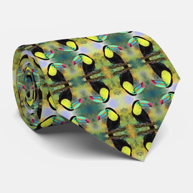 Gravata de Pássaro Tropical de Toco Toucânico Exót (Rolled)