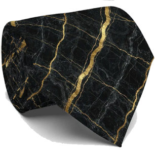 Gravata de Pedra Luxo   Mármore Preto e Dourado