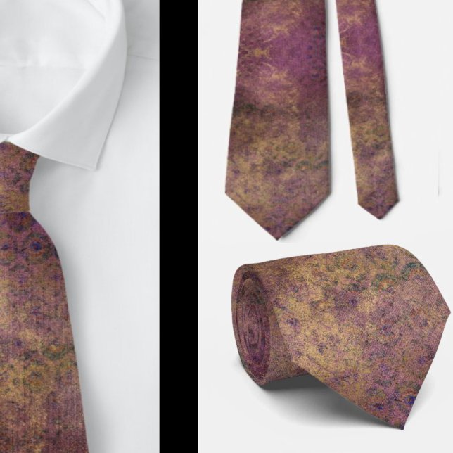 Gravata de Pescoço Abstrata Outono Marrom Roxo (Criador carregado)